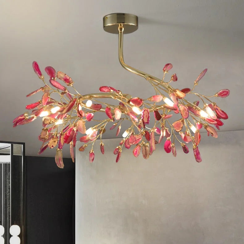 RADIANCE REAL AGATE FIREFLY CHANDELIER 25.6" 29" 43"D