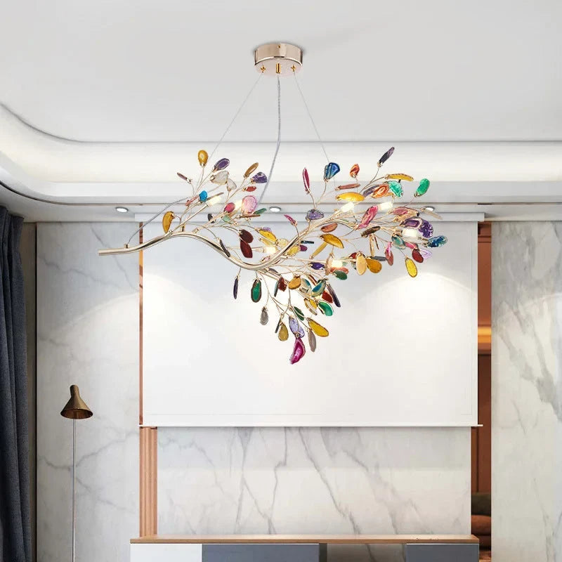 RADIANCE REAL AGATE FIREFLY CHANDELIER 25.6" 29" 43"D