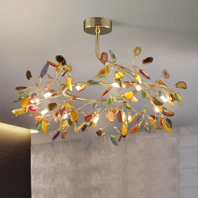 RADIANCE REAL AGATE FIREFLY CHANDELIER 25.6" 29" 43"D