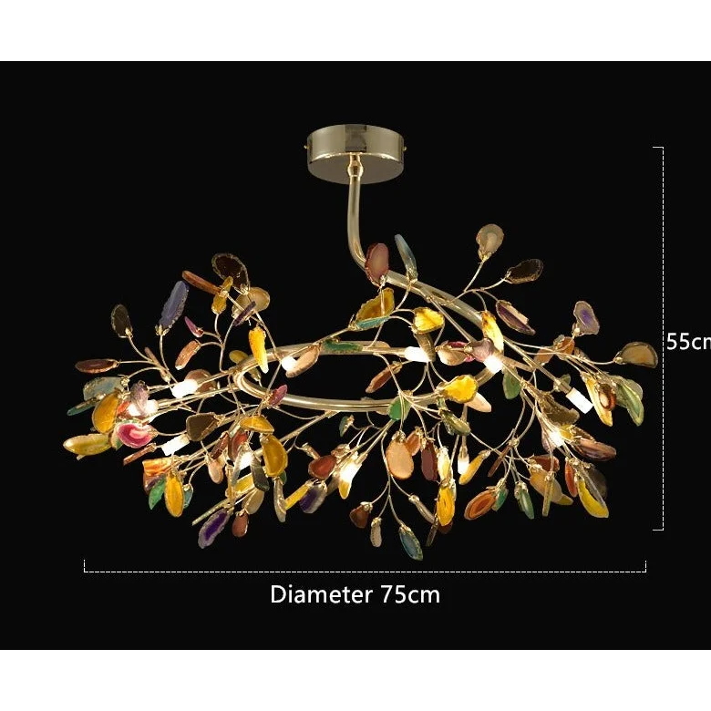 RADIANCE REAL AGATE FIREFLY CHANDELIER 25.6" 29" 43"D