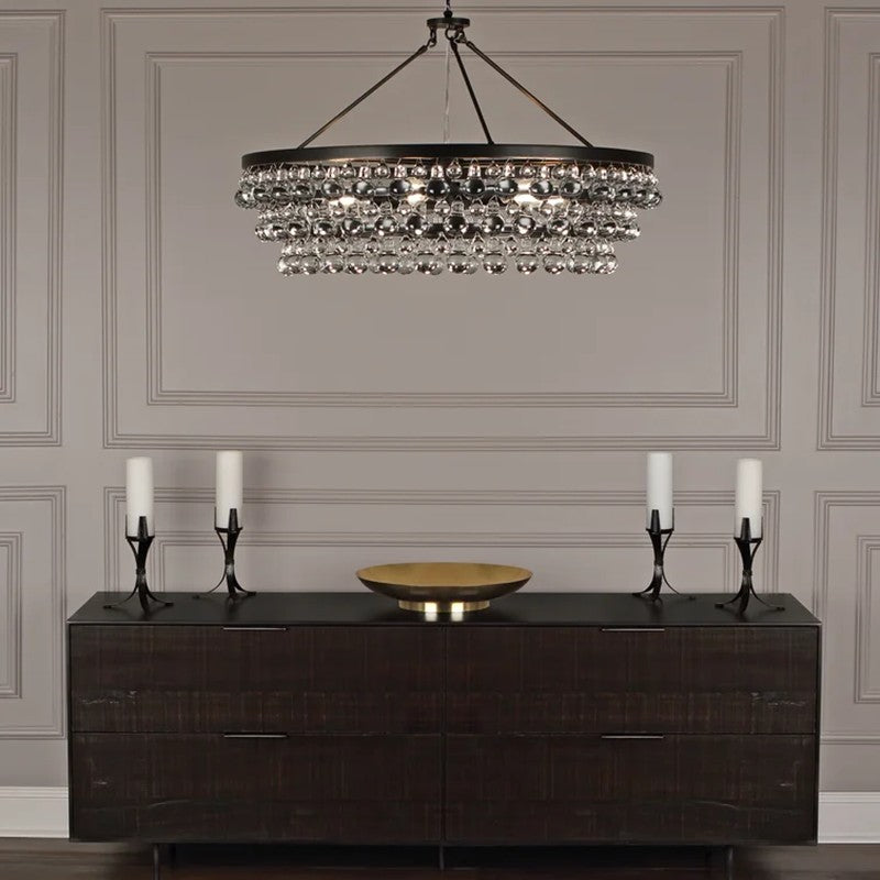 Abe Waterdrop Crystal Round Chandelier 35"