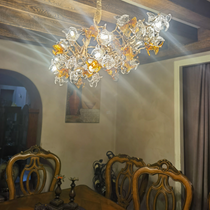 Brass Branch Artistic Flower Crystal Chandelier For Dining Room Living Room Kitchen Island