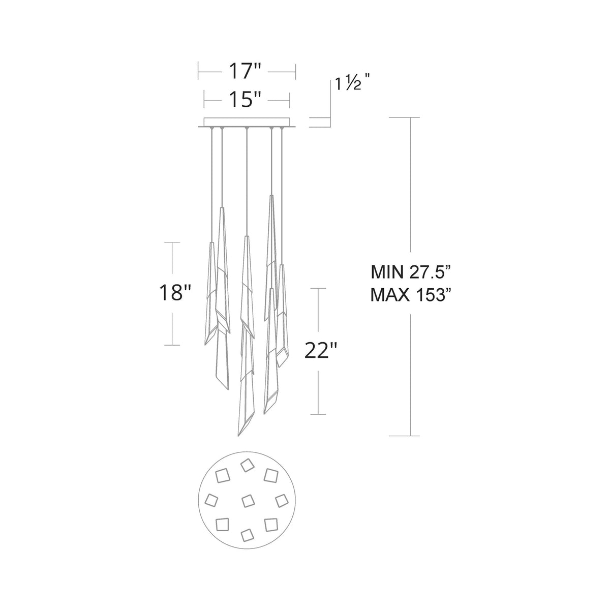 Solitude Round LED Multi Chandelier