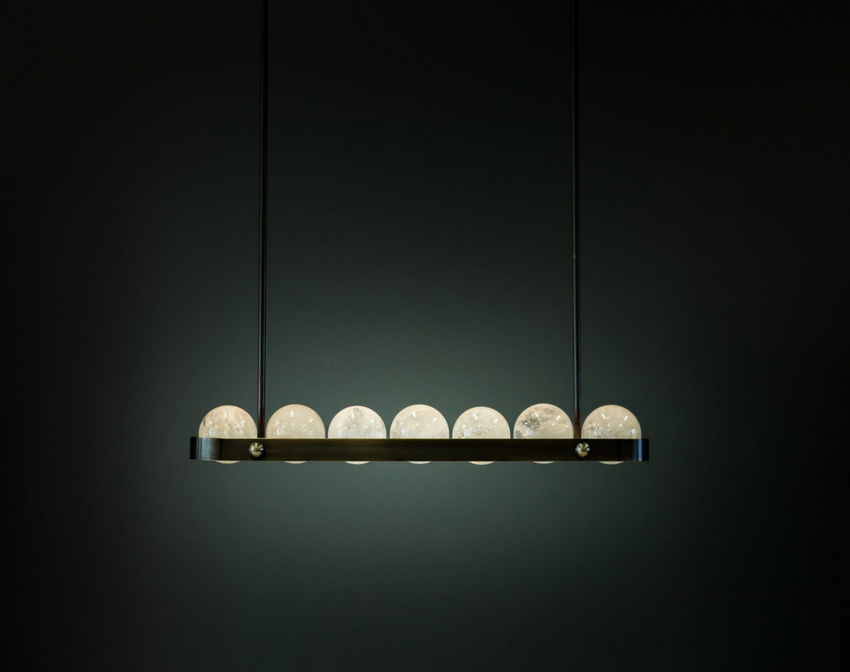 Cervine Quartz Stone Ouranos II Linear Chandelier