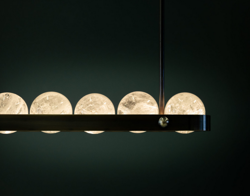Cervine Quartz Stone Ouranos II Linear Chandelier