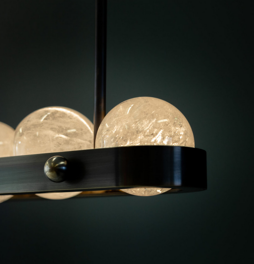 Cervine Quartz Stone Ouranos II Linear Chandelier