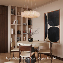 Cervine Quartz Stone Round Clear Geode Quartz Crystal Ring Chandelier