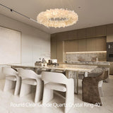 Premium 24-47 Inch Round Clear Geode Quartz Crystal Ring Pendant Light Modern Chandelier for Living Room - CasaraHouse