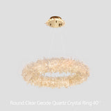 Premium 24-47 Inch Round Clear Geode Quartz Crystal Ring Pendant Light Modern Chandelier for Living Room - CasaraHouse