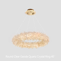 Cervine Quartz Stone Round Clear Geode Quartz Crystal Ring Chandelier