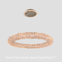Cervine Quartz Stone Round Clear Geode Quartz Crystal Ring Chandelier