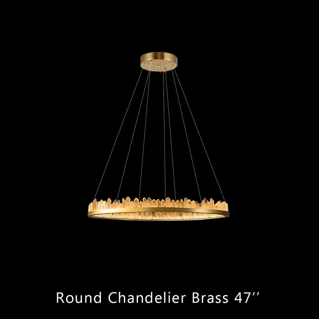 Cervine Quartz Stone Round Chandelier 36"