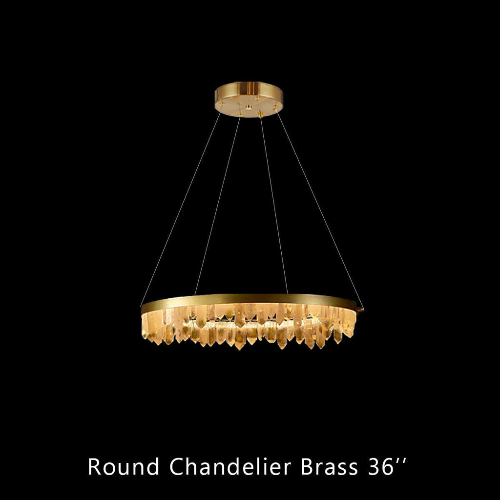 Cervine Quartz Stone Round Chandelier 36"