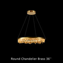 Cervine Quartz Stone Round Chandelier 36"