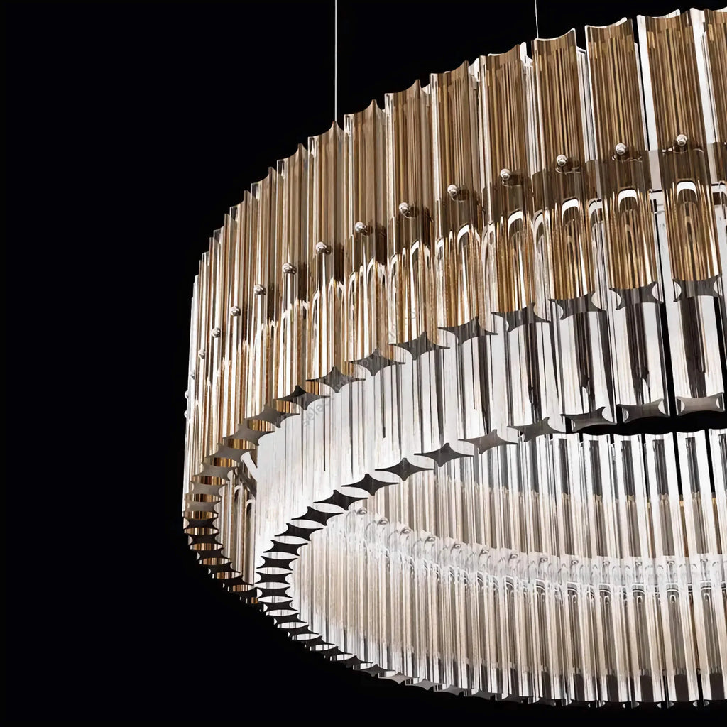 NOVRA SMOKED GLASS DRUM CHANDELIER 27.6" 35.4" 43.3"D