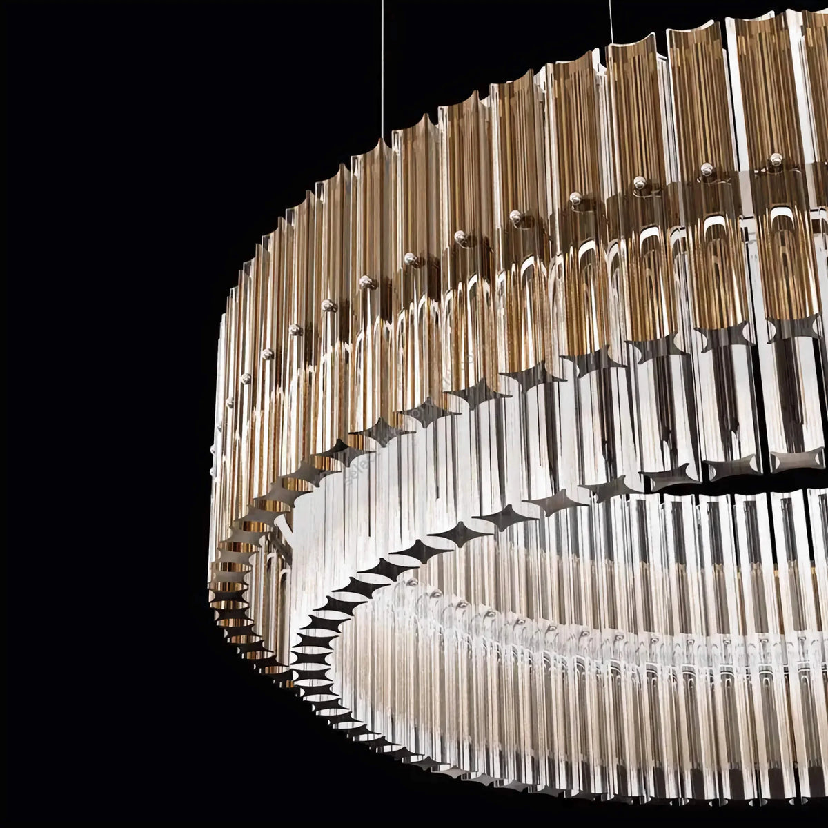NOVRA SMOKED GLASS DRUM CHANDELIER 27.6" 35.4" 43.3"D