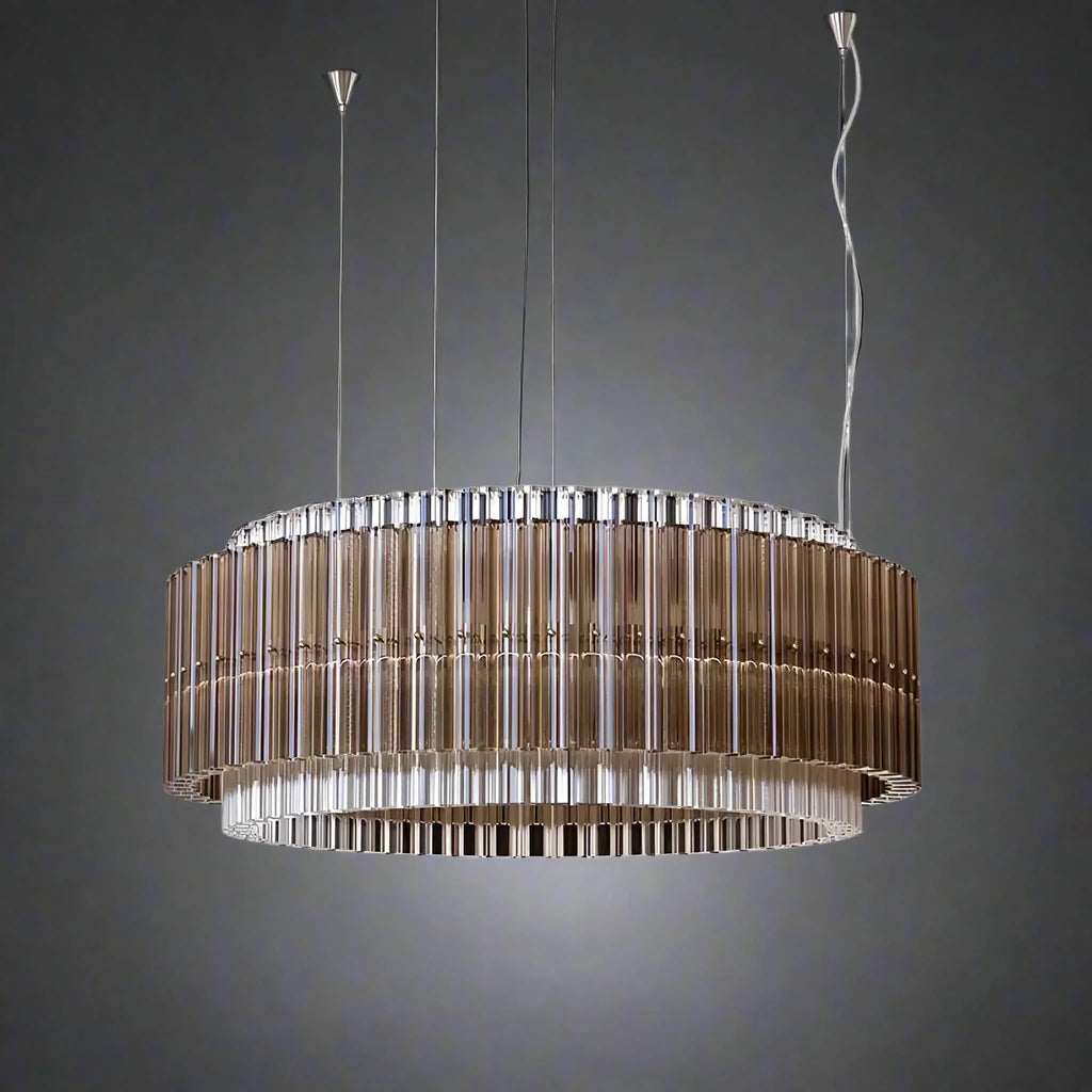 NOVRA SMOKED GLASS DRUM CHANDELIER 27.6" 35.4" 43.3"D