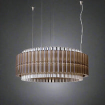NOVRA SMOKED GLASS DRUM CHANDELIER 27.6" 35.4" 43.3"D