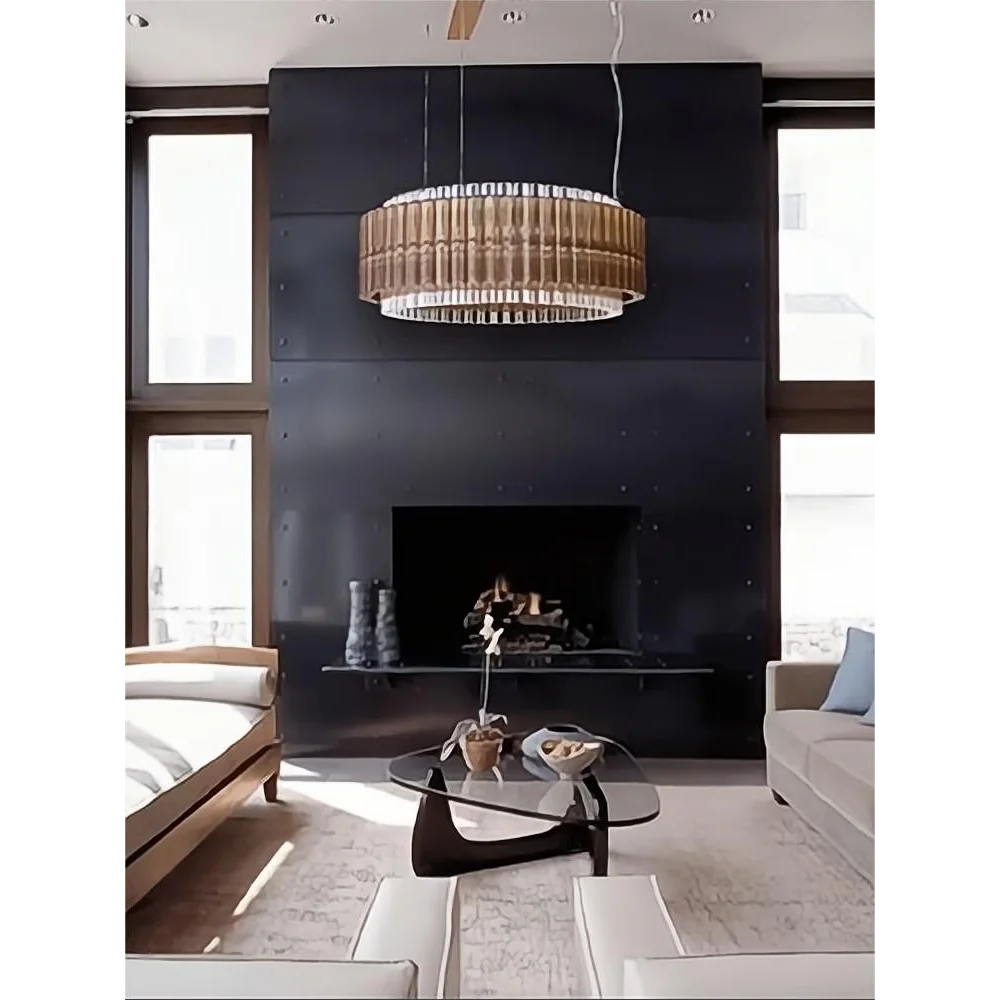 NOVRA SMOKED GLASS DRUM CHANDELIER 27.6" 35.4" 43.3"D