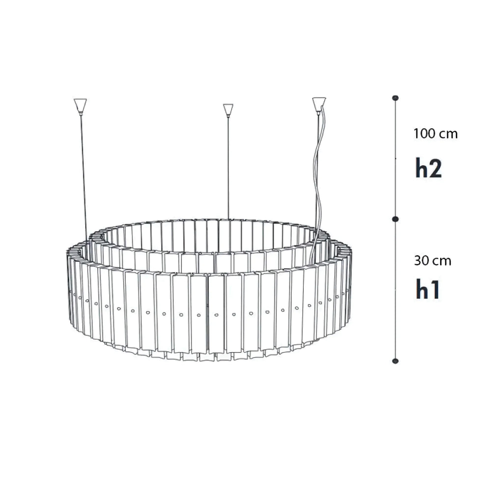 NOVRA SMOKED GLASS DRUM CHANDELIER 27.6" 35.4" 43.3"D