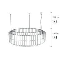 NOVRA SMOKED GLASS DRUM CHANDELIER 27.6" 35.4" 43.3"D