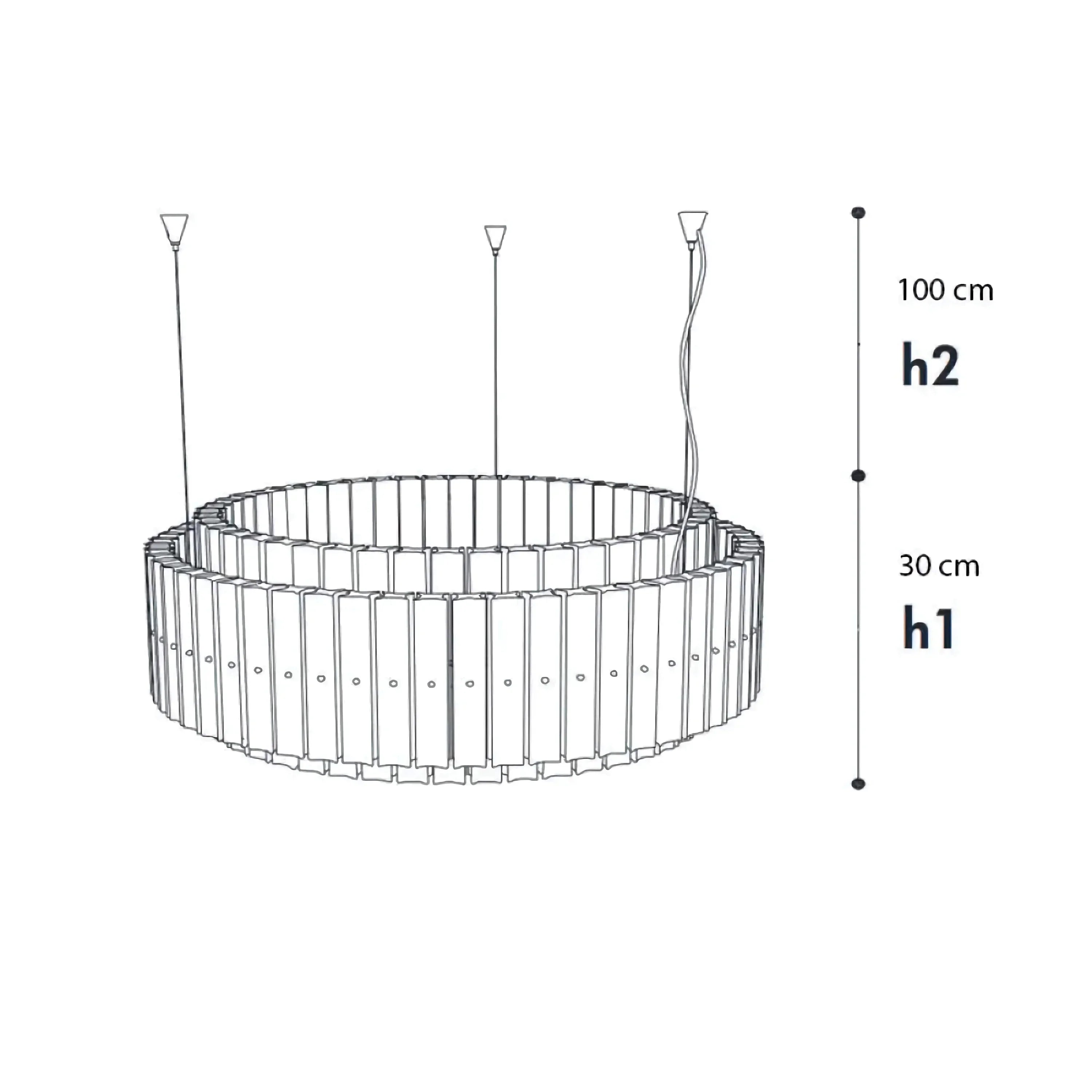 NOVRA SMOKED GLASS DRUM CHANDELIER 27.6" 35.4" 43.3"D