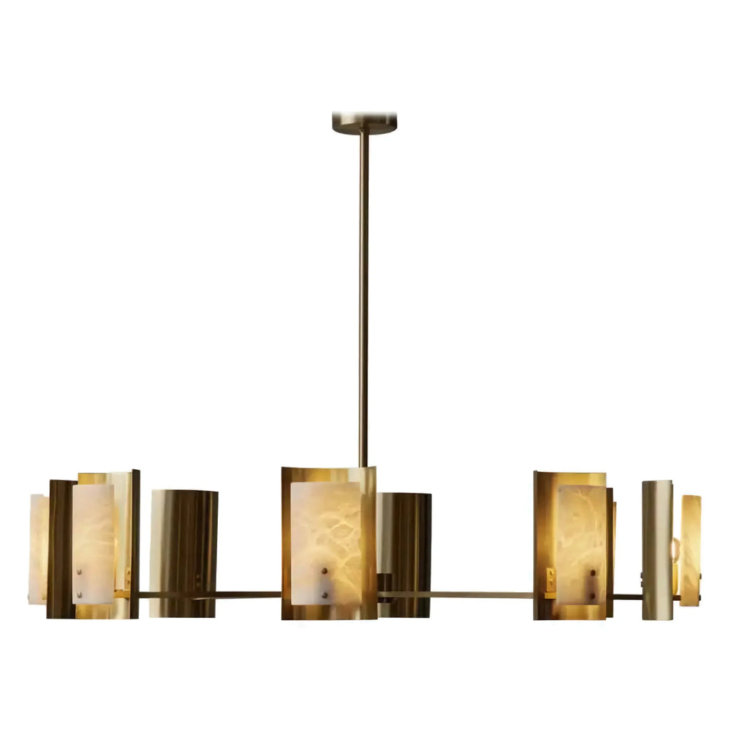AUREA SPANISH ALABASTER ROUND CHANDELIER 29.5" 38.2"D
