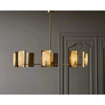 AUREA SPANISH ALABASTER ROUND CHANDELIER 29.5" 38.2"D