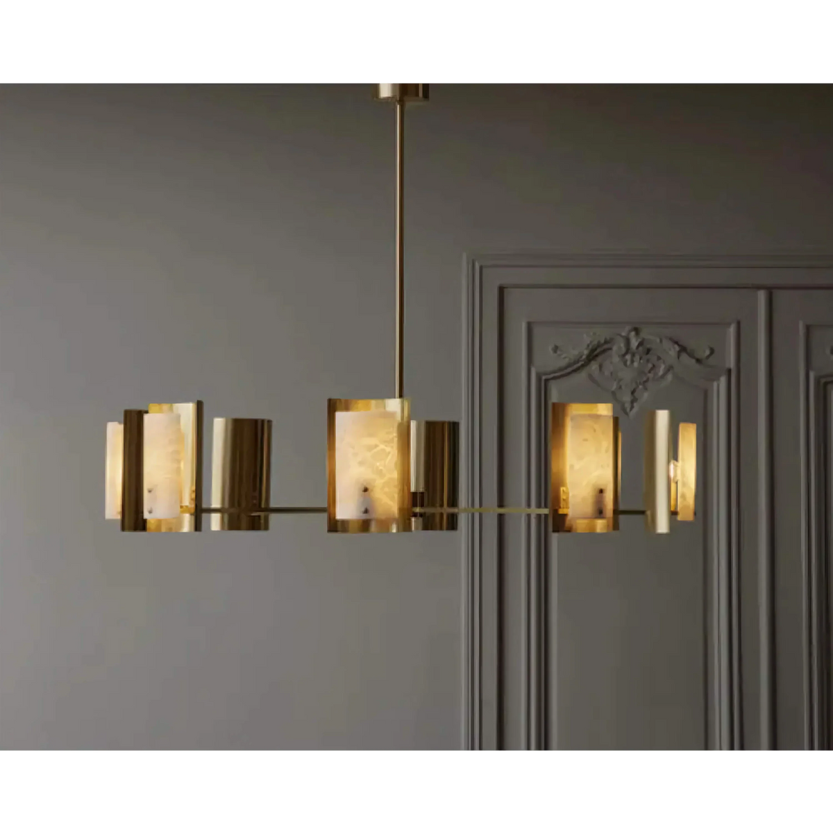 AUREA SPANISH ALABASTER ROUND CHANDELIER 29.5" 38.2"D