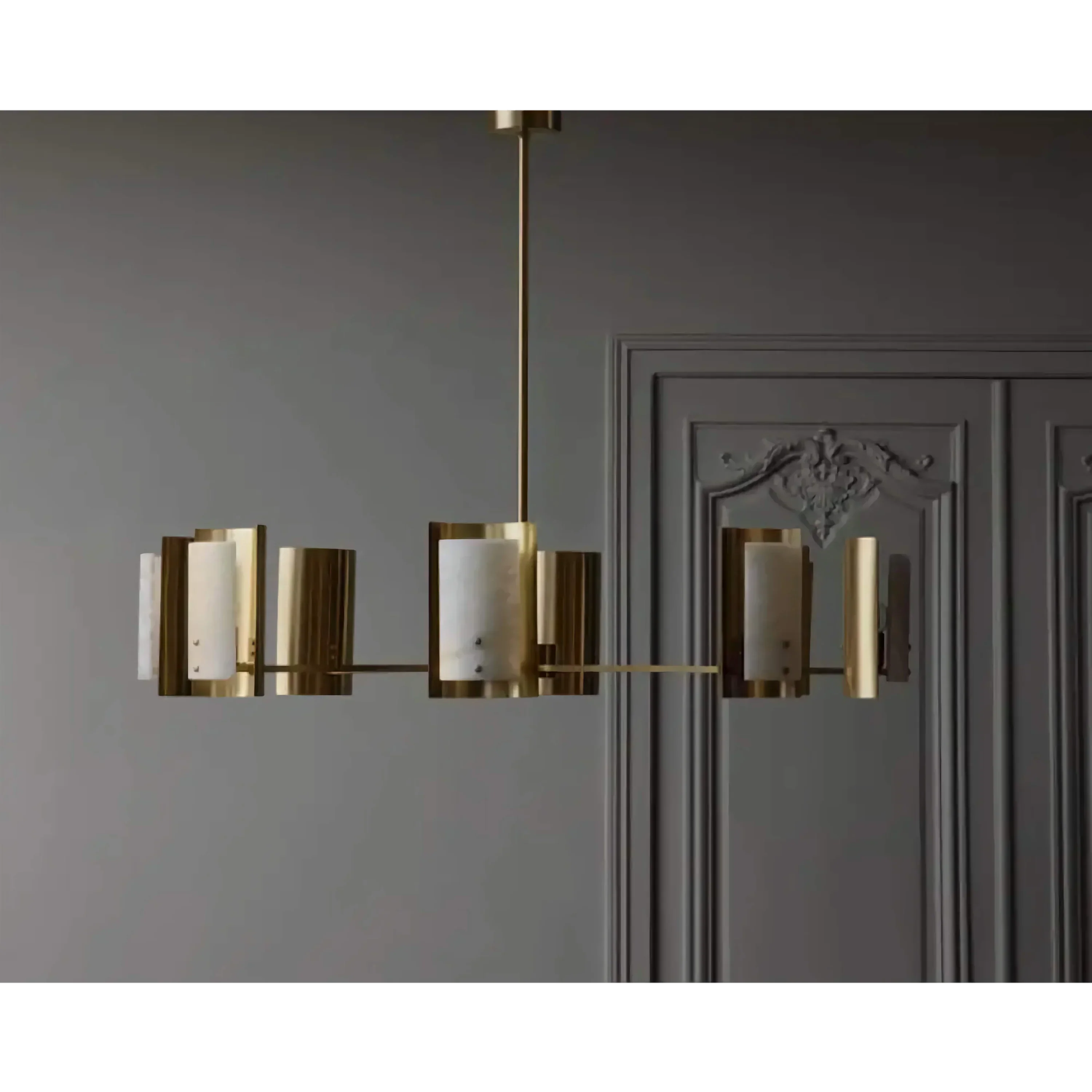 AUREA SPANISH ALABASTER ROUND CHANDELIER 29.5" 38.2"D