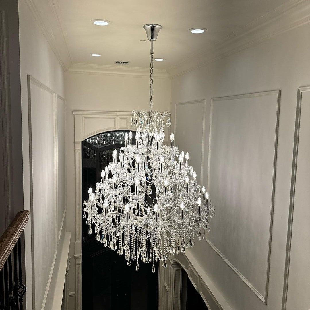 Oversized European Chrome Classic Candle Branch Crystal Chandelier for 2-Story/Duplex Buildings Main image