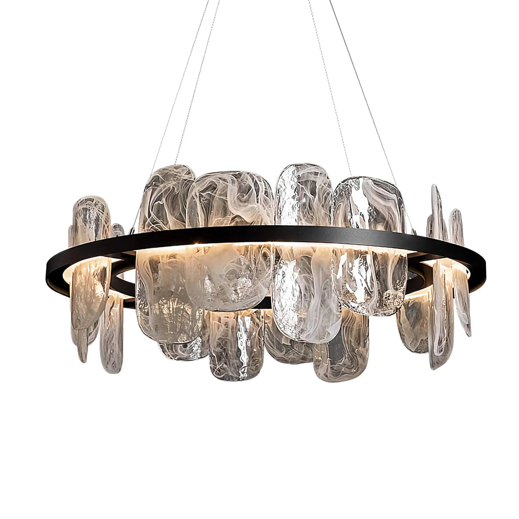 ESSENCE SWIRLED GLASS HALO CHANDELIER 23.6" 31.5" 39.4"D
