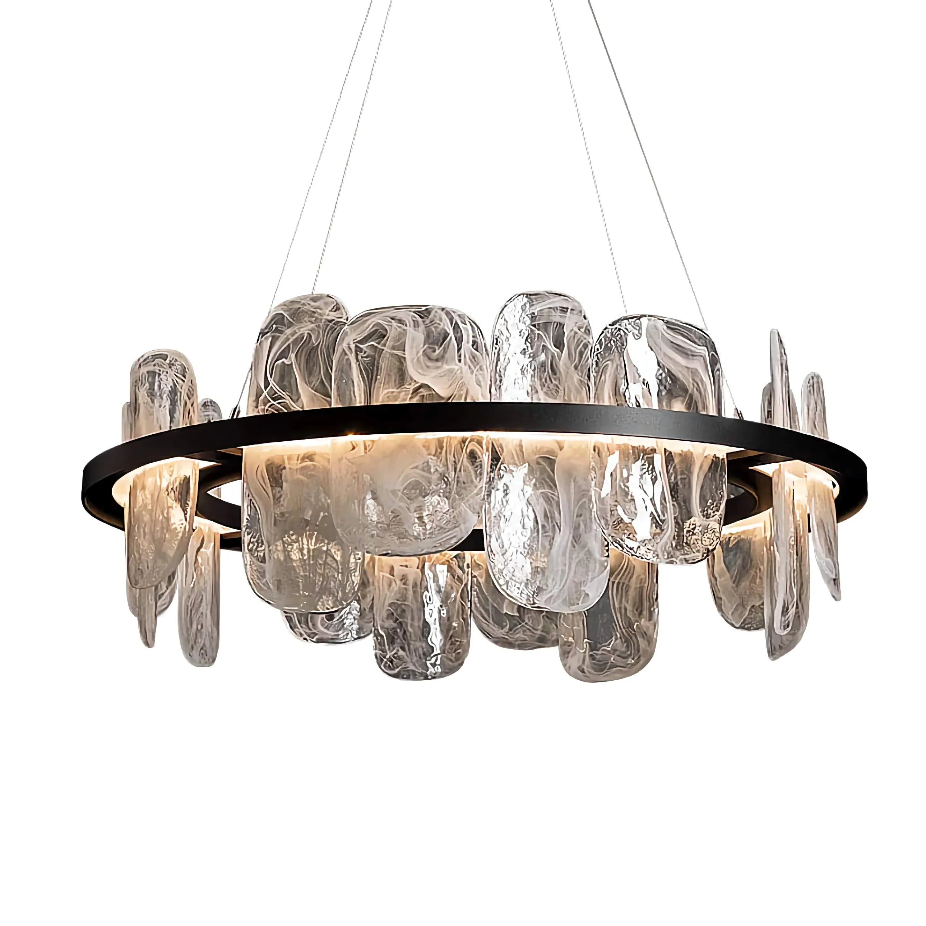 ESSENCE SWIRLED GLASS HALO CHANDELIER 23.6" 31.5" 39.4"D