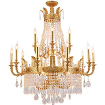 Stunning Oversized Luxury Golden Metal Candle Crystal Tassel Chandelier  For High-ceiling Staircase/Entryway/Living/Meeting Room