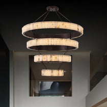 OLYRA TIERED ALABASTER SPIRAL CHANDELIER 39.4" 47.2" 55.1"D