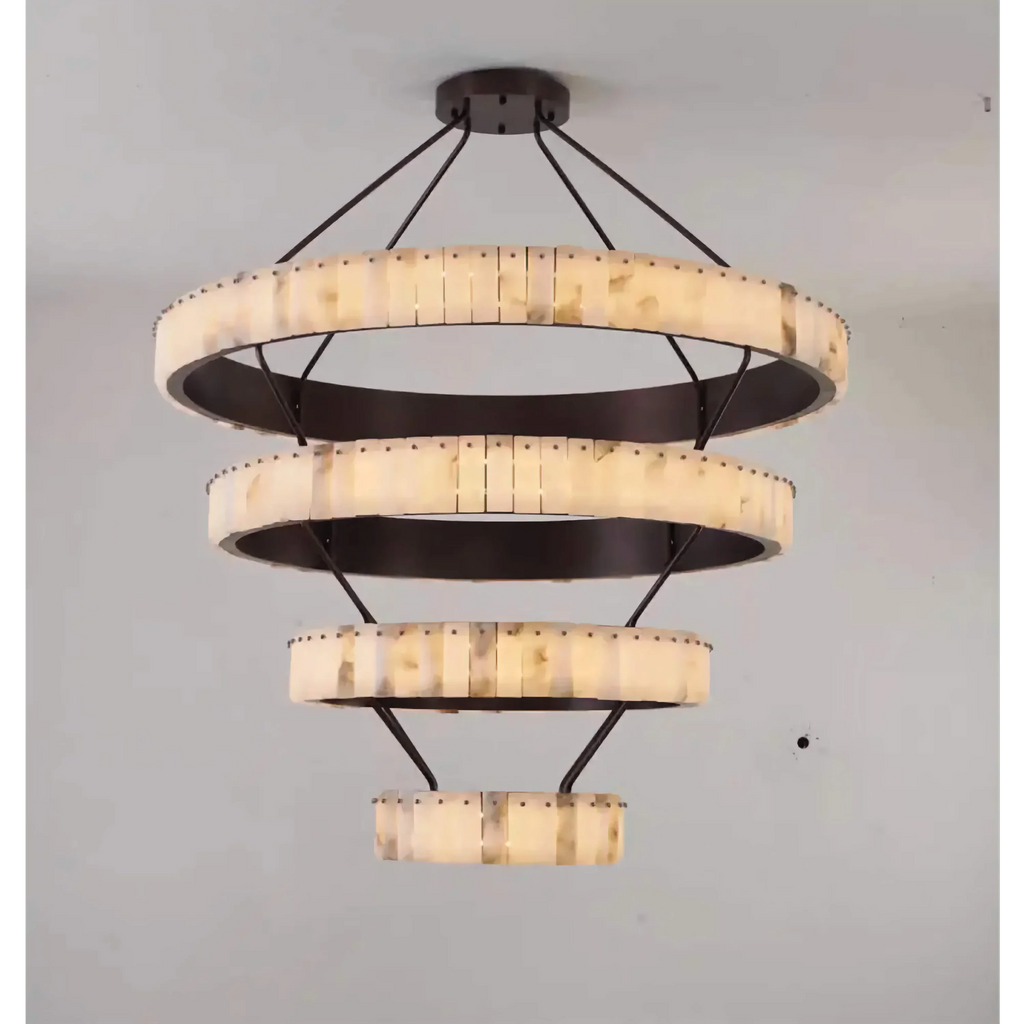 OLYRA TIERED ALABASTER SPIRAL CHANDELIER 39.4" 47.2" 55.1"D