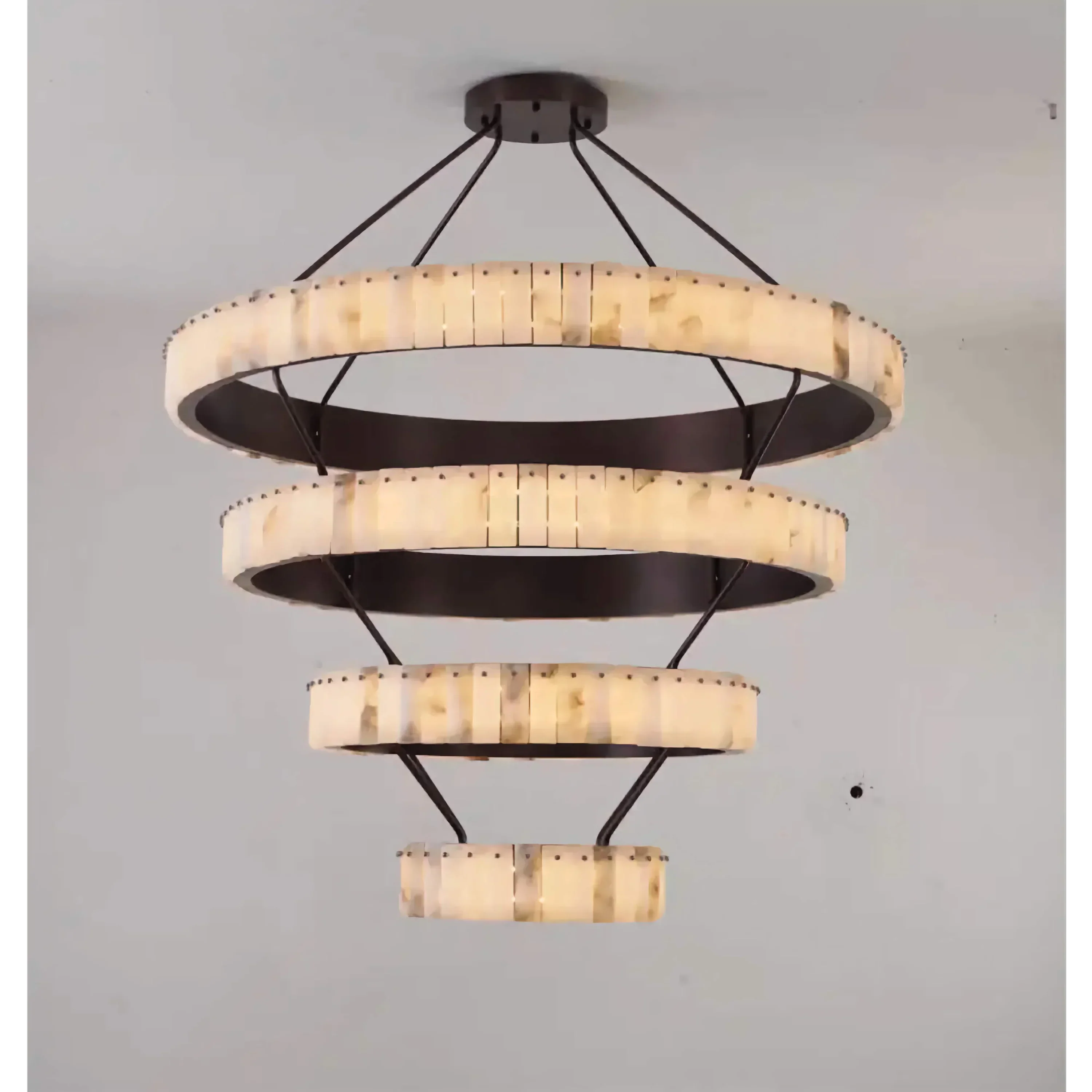 OLYRA TIERED ALABASTER SPIRAL CHANDELIER 39.4" 47.2" 55.1"D
