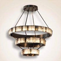 OLYRA TIERED ALABASTER SPIRAL CHANDELIER 39.4" 47.2" 55.1"D