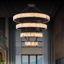 OLYRA TIERED ALABASTER SPIRAL CHANDELIER 39.4" 47.2" 55.1"D