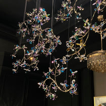 Large K9 Crystal Flower Branch Chandelier For Hotel Foyer Entryway