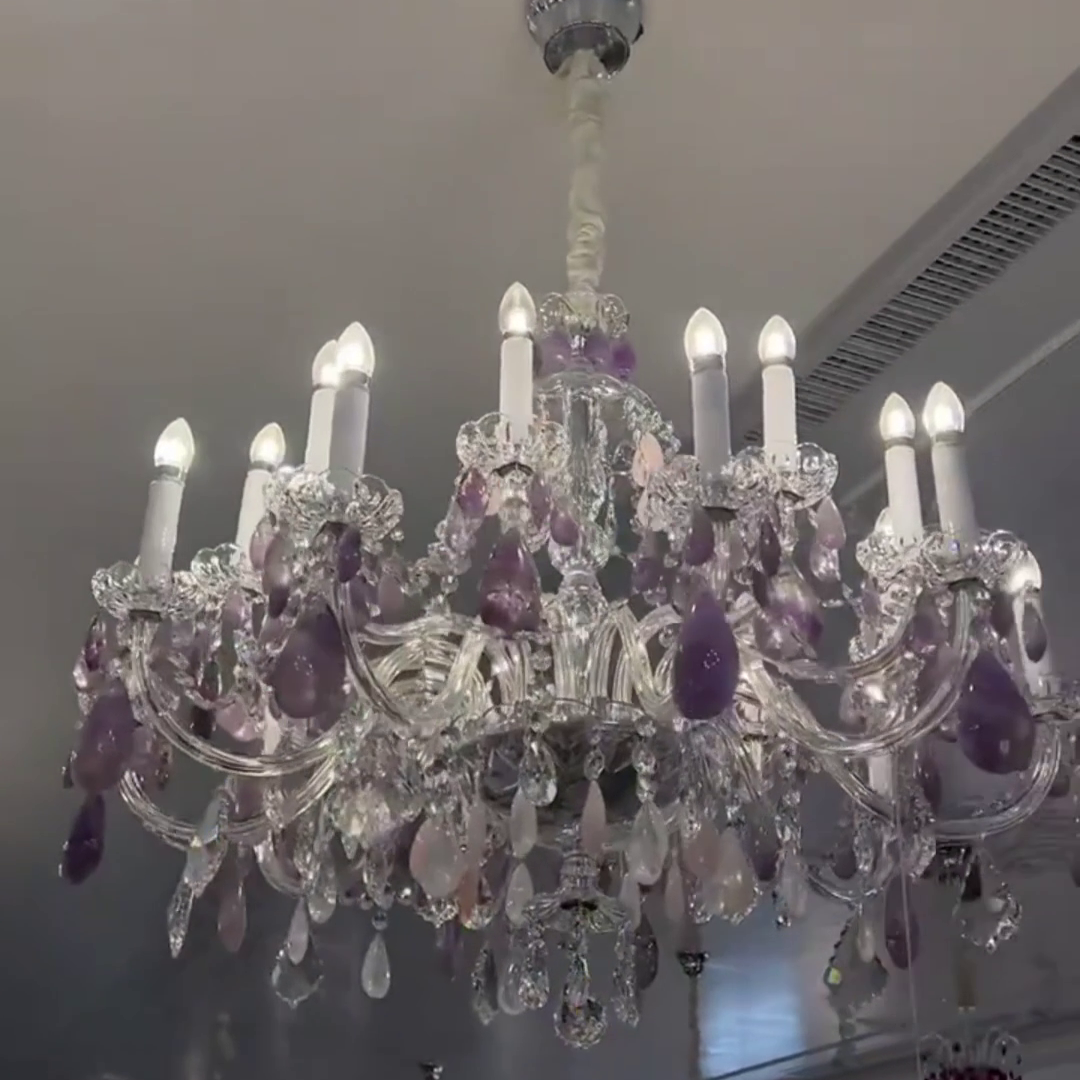 Maria Classic Green Purple Luxury Rock Crystal Chandelier