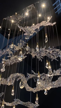 Artistic Raindrop Wave Crystal Large Chandelier Living Room Staircase Foyer