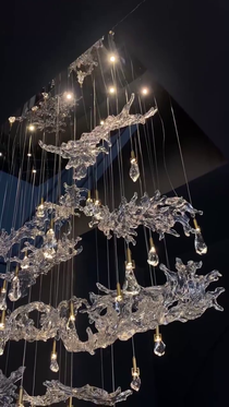Artistic Raindrop Wave Crystal Large Chandelier Living Room Staircase Foyer