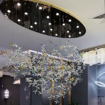 Large K9 Crystal Flower Branch Chandelier For Hotel Foyer Entryway