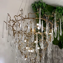 Chic Modern French Branch Copper Crystal Chandelier for Living Room Foyer and Dining Room Lighting