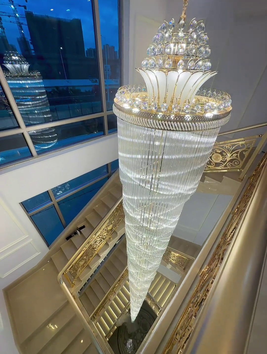 Luxury Extra Long Crystal Chandelier for Villa/Staircase/Foyer Secondary image