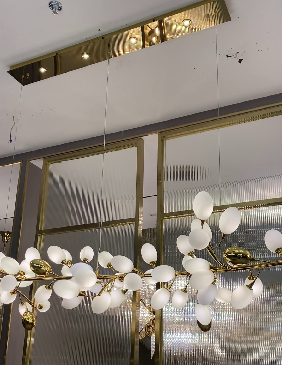 Art Grape Chandelier Pure White Nordic Ring and Linear Design
