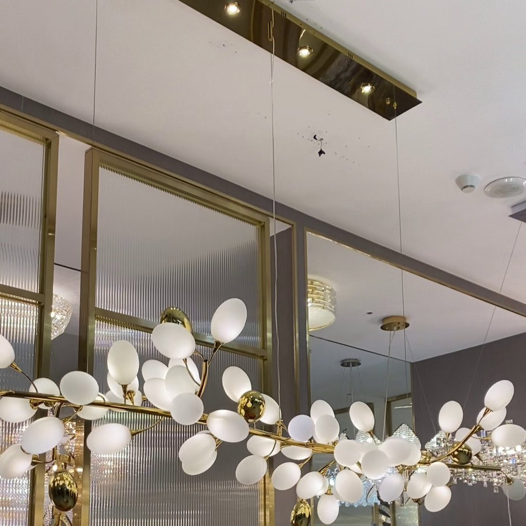 Art Grape Chandelier Pure White Nordic Ring and Linear Design