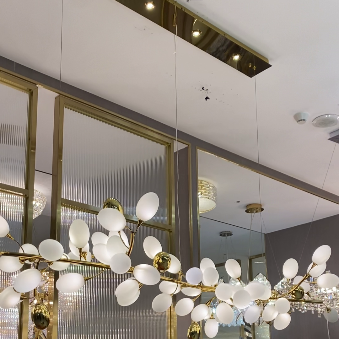 Art Grape Chandelier Pure White Nordic Ring and Linear Design