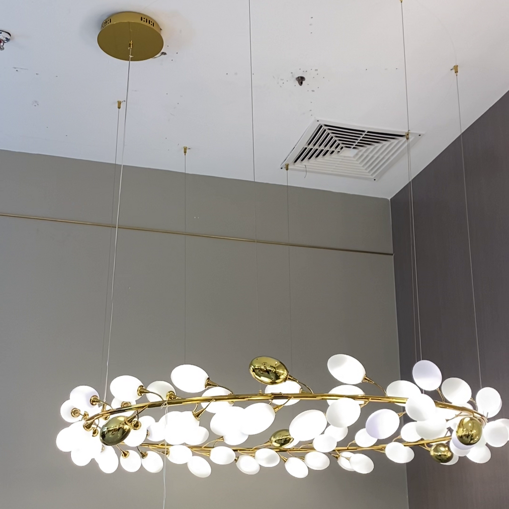 Art Grape Chandelier Pure White Nordic Ring and Linear Design